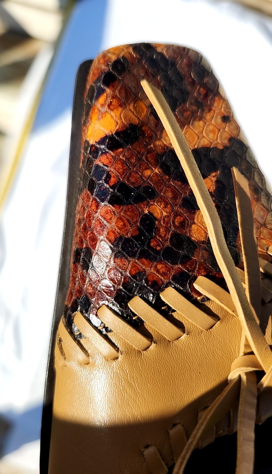 Enzo Angiolin Leather Snake Square Toe Stiletto Heels Brazil Size 9M
