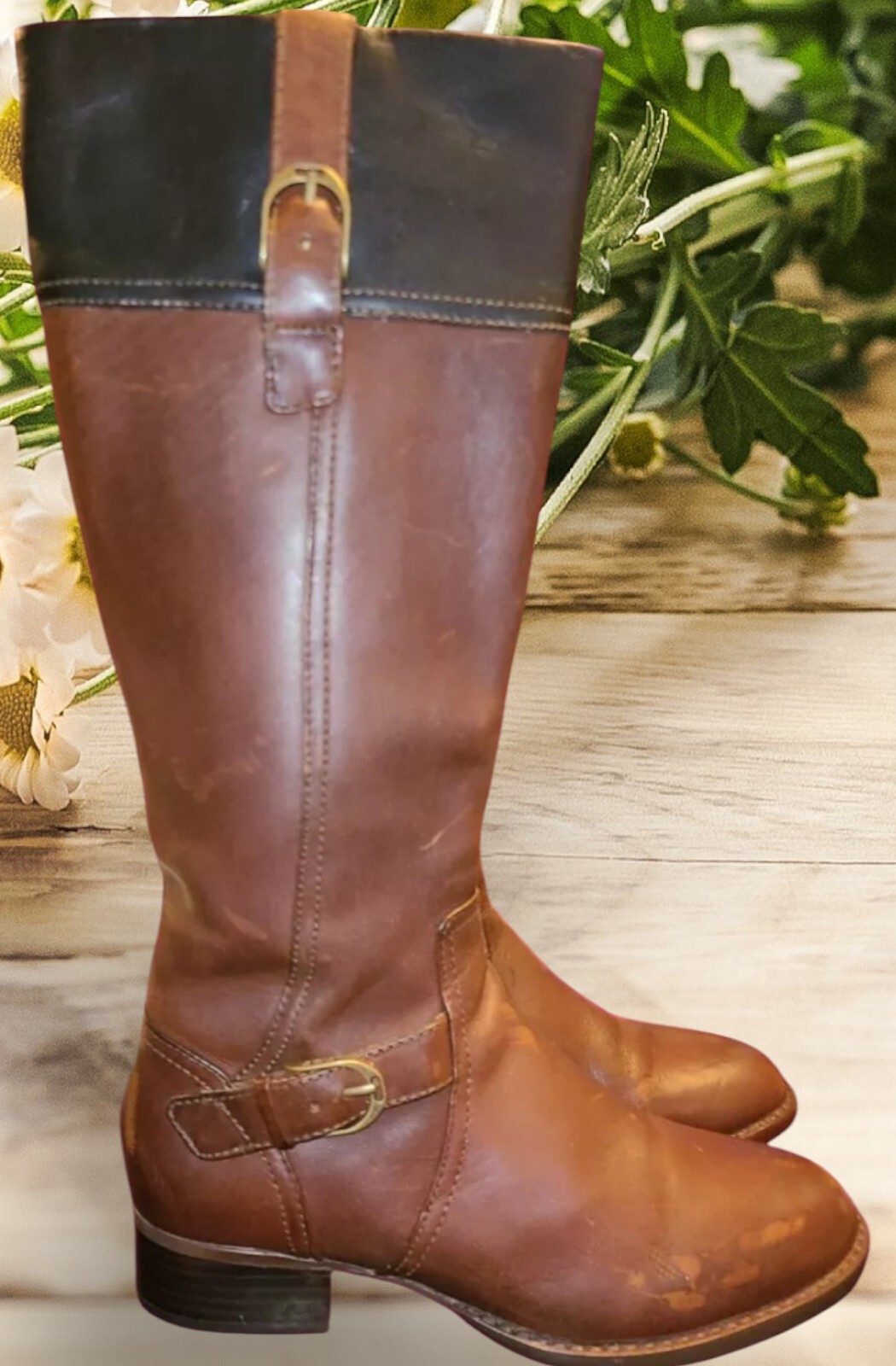ARIAT Tall Riding Brown Leather Zip Distressed Boots 10005045 Size EU 40 / US 9B