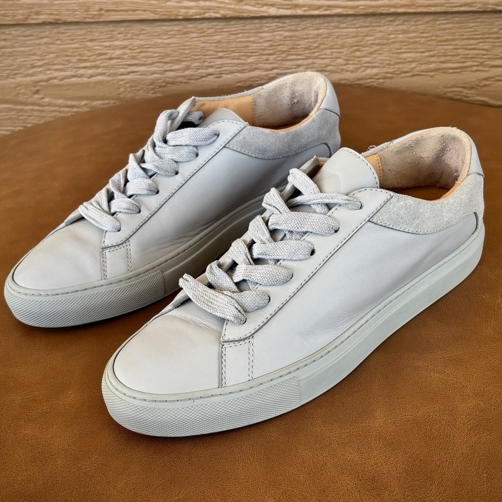 KOIO Light Gray & White Low-Top Leather Sneakers Sz 40