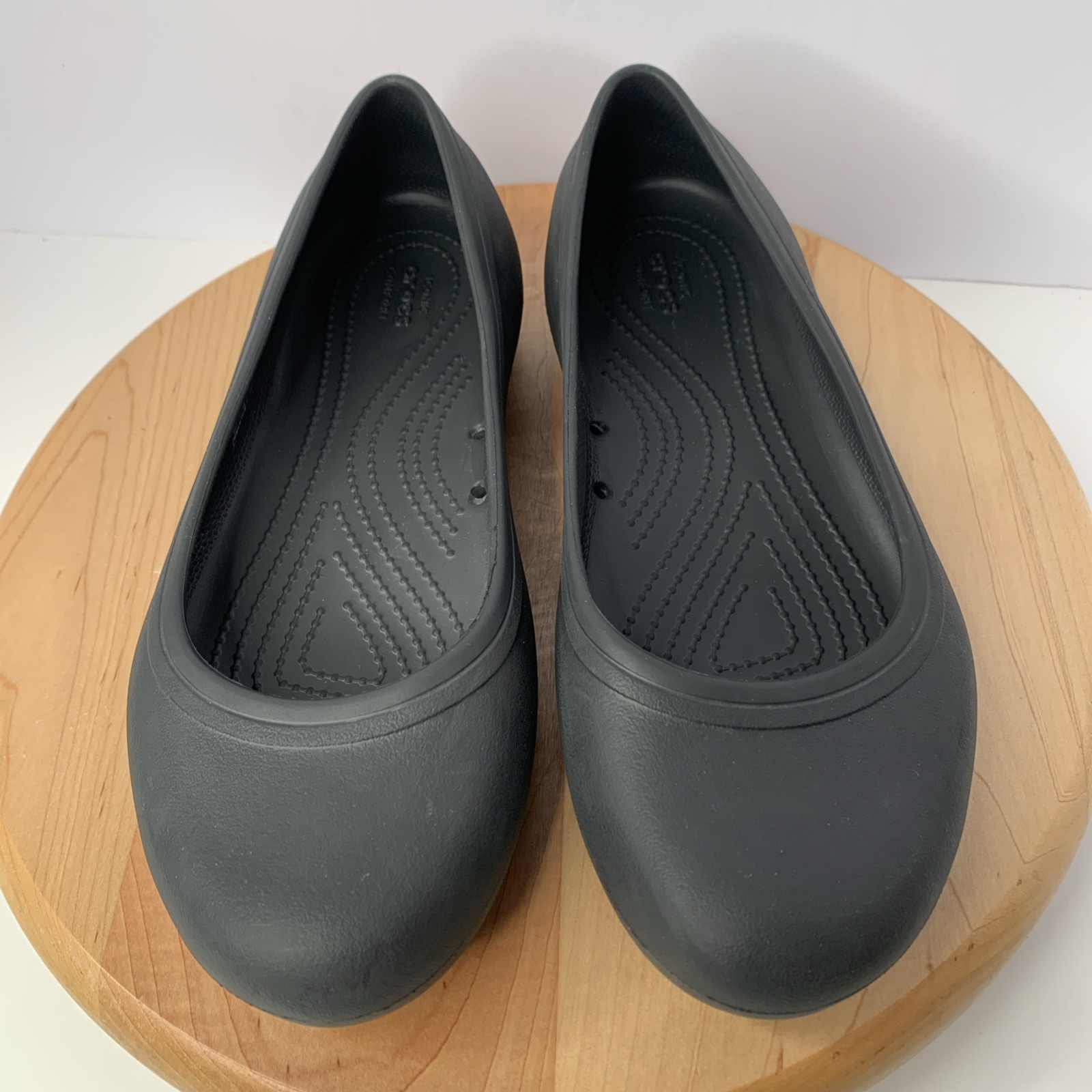 Crocs Iconic Slip On Comfort Womens 10 At Work Black Ballet Flat Slip Resistant