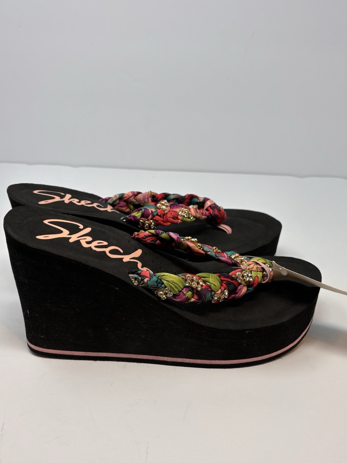 VTG 90s Y2K Skechers Sandals Sz 9 Platform Floral Butterfly Flip Flop Foam