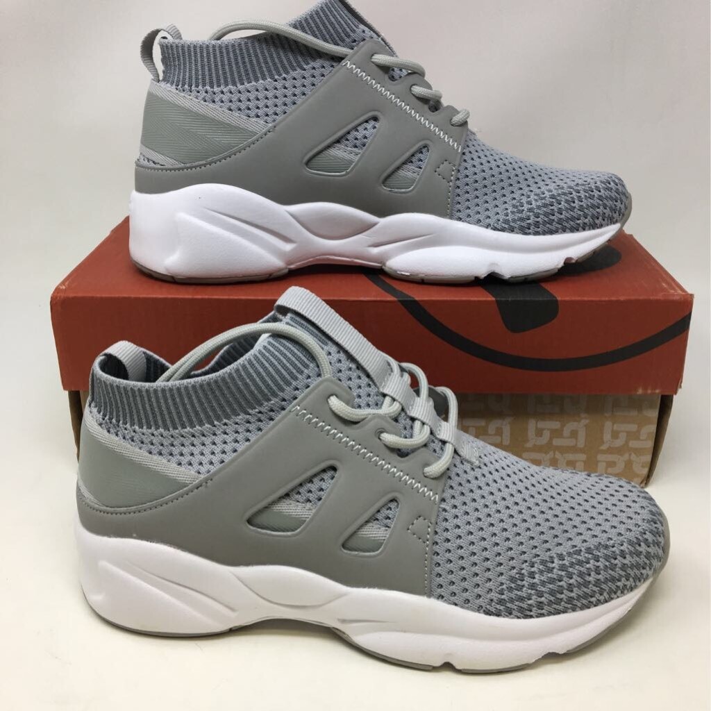 Propet Womens Stability Strider Walking Shoes Gray Mid Top Lace Up Knit 6.5 New