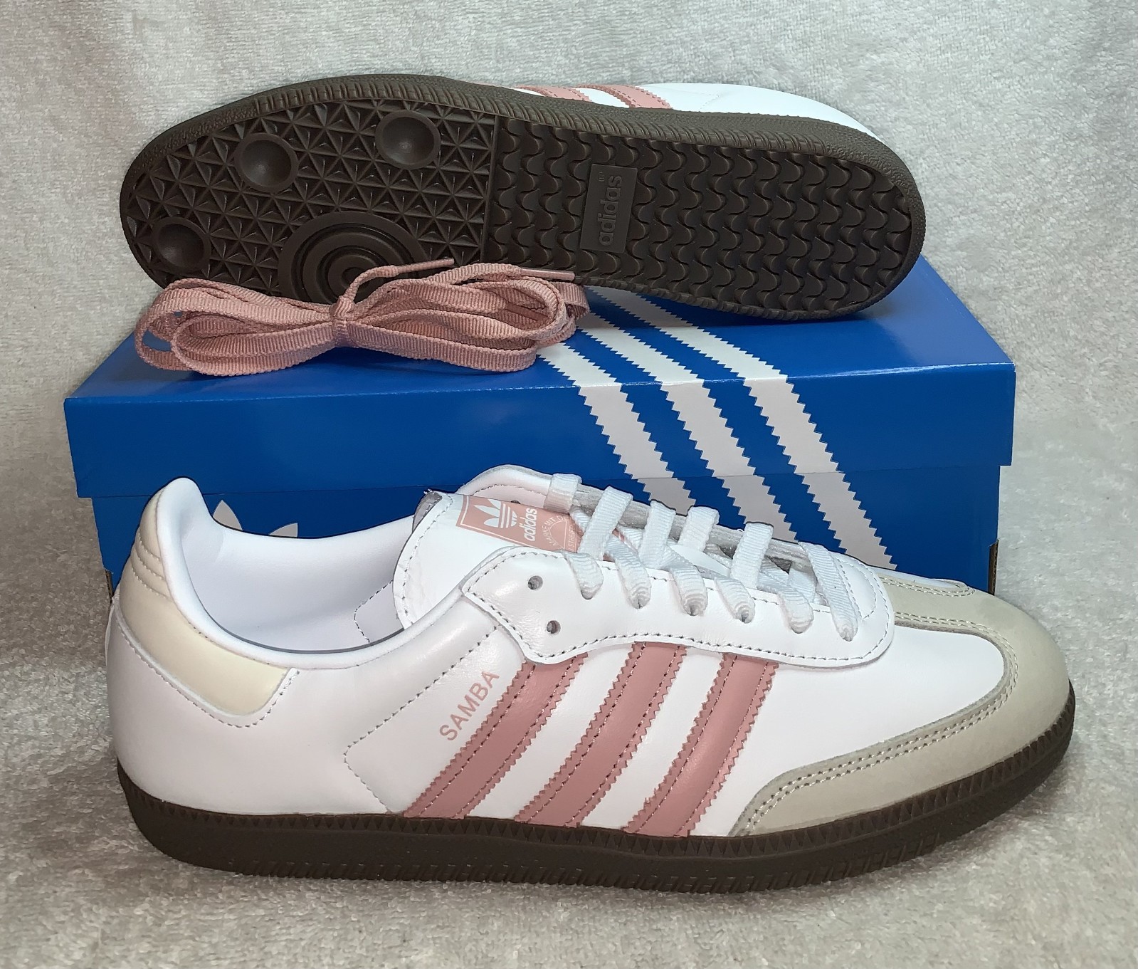 ADIDAS ORIGINALS SAMBA OG W CASUAL SNEAKERS WOMENS SZ 11 WHITE MAUVE JI2677 NIB