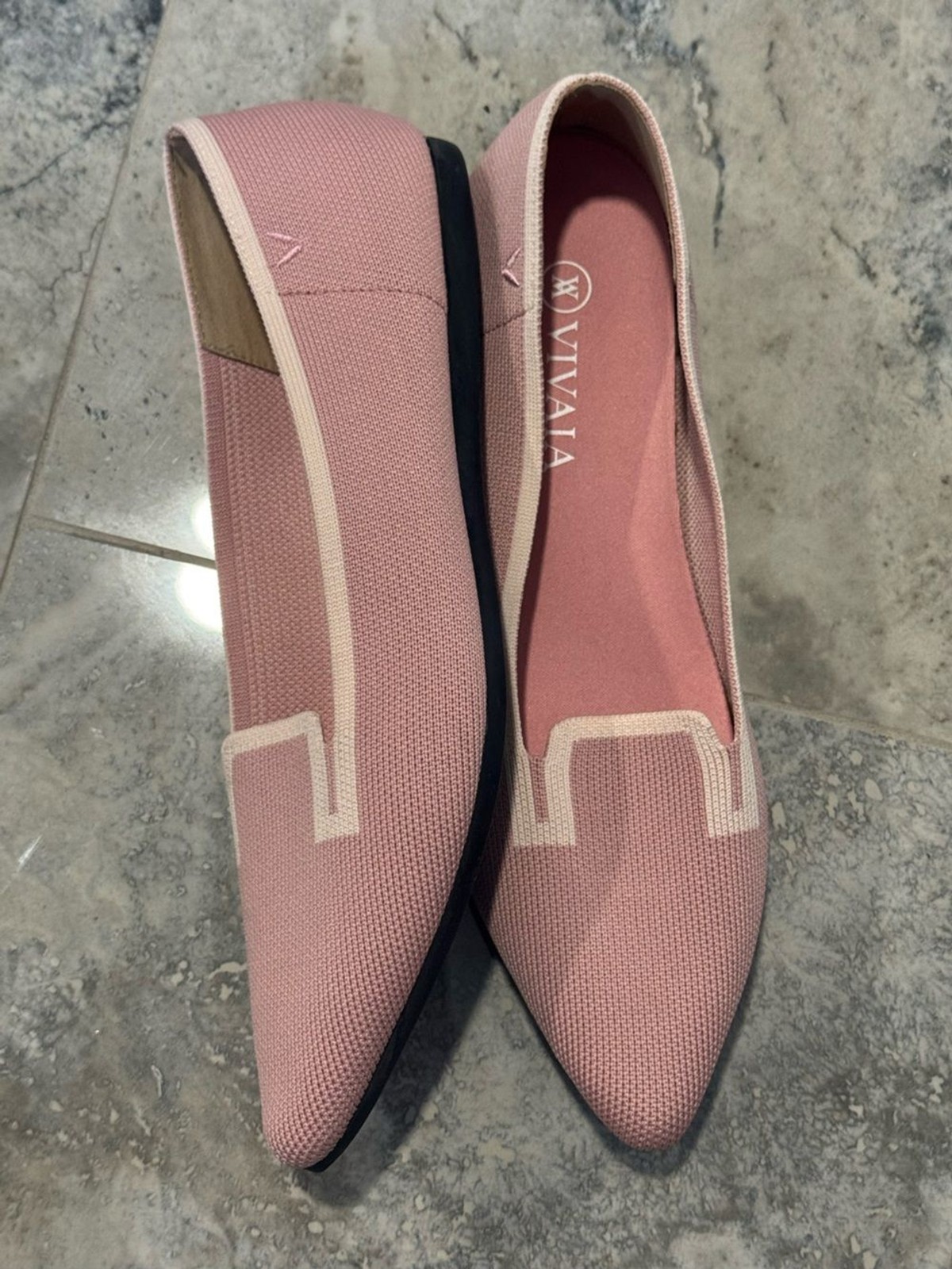 Vivaia Women’s Blush Pink Knit Pointed Toe Flats