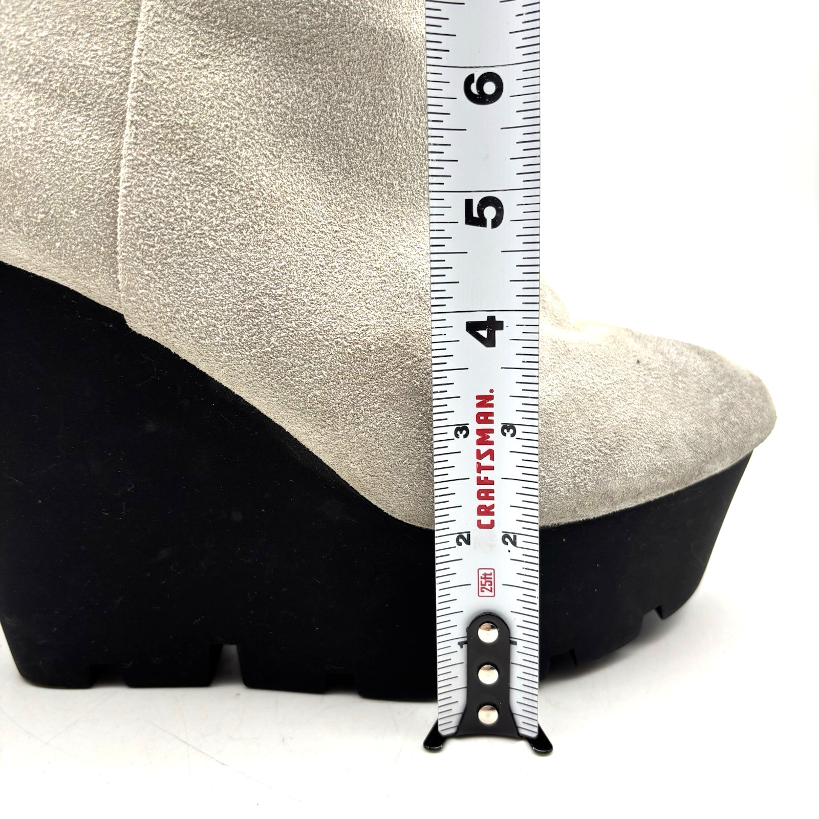 Vintage 00s Y2K Cheap Monday Monolith Gray Suede Leather Platform Wedge Boots 9