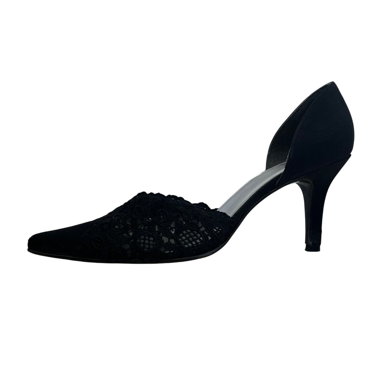 Stuart Weitzman Women’s Pyrite Nocturn Black Bowover Pointed-Toe Heels Sz M6