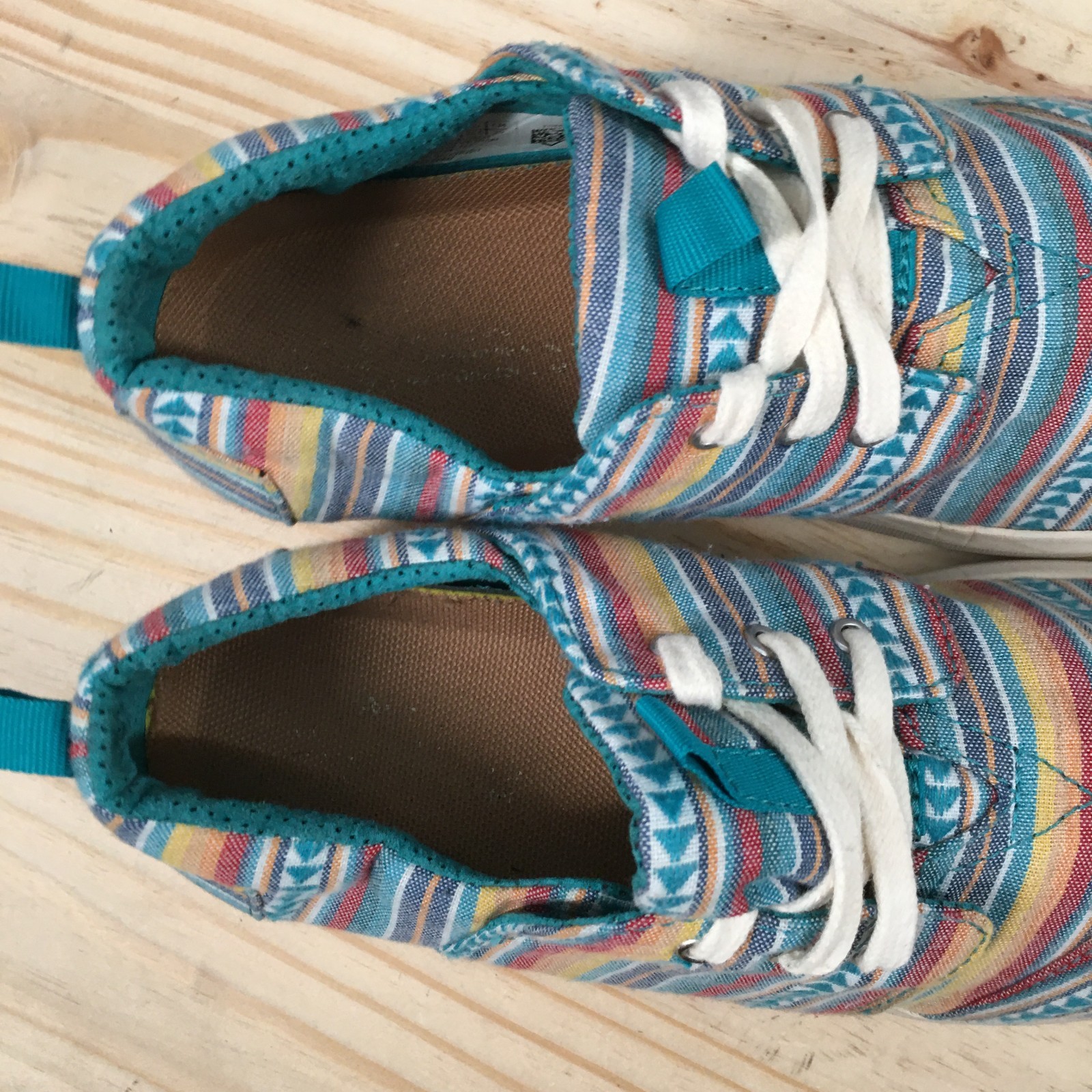 TOMS Shoes Womens 8 Del Rey Striped Casual Lace Up Sneakers Blue Multicolor