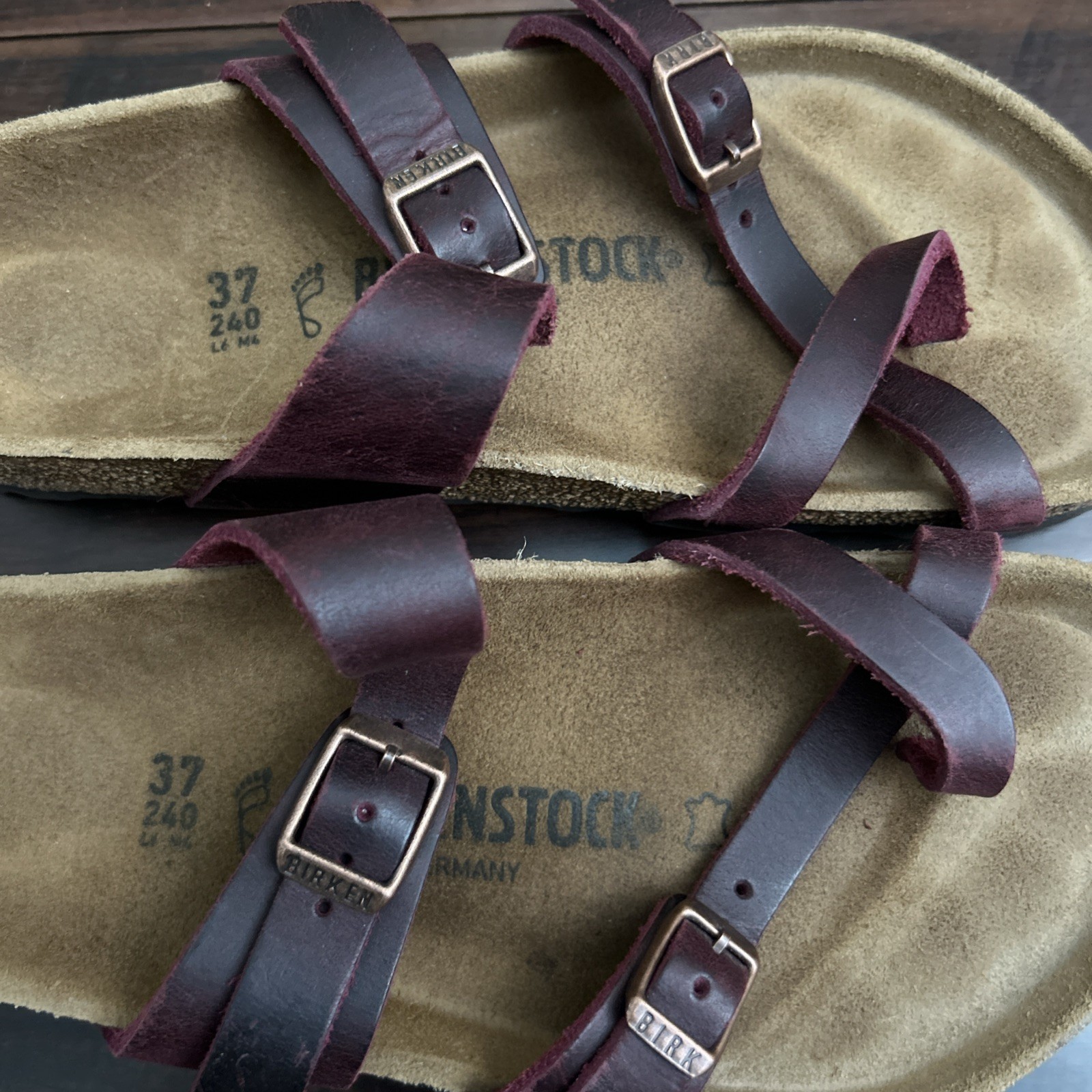 Birkenstock 37 Mayari 100% Oiled Leather Women’s Sandals Zinfandel GORGEOUS!