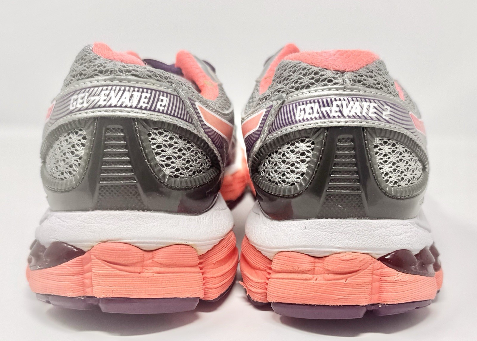 Women’s Vintage Asics Gel-Evate 2 Silver Orange Purple Running Shoes TA47N sz 8