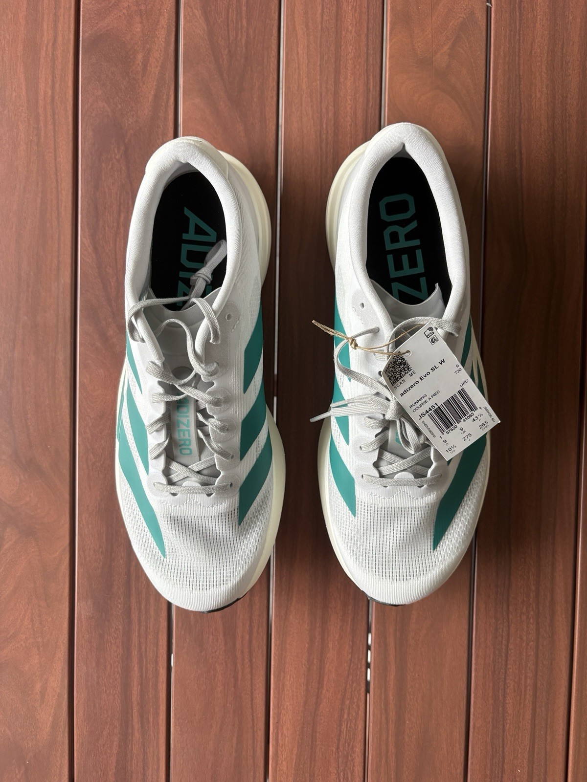 adidas Adizero Evo SL Women’s Lace-Up Low Top Running Sneaker White/Green JS4451