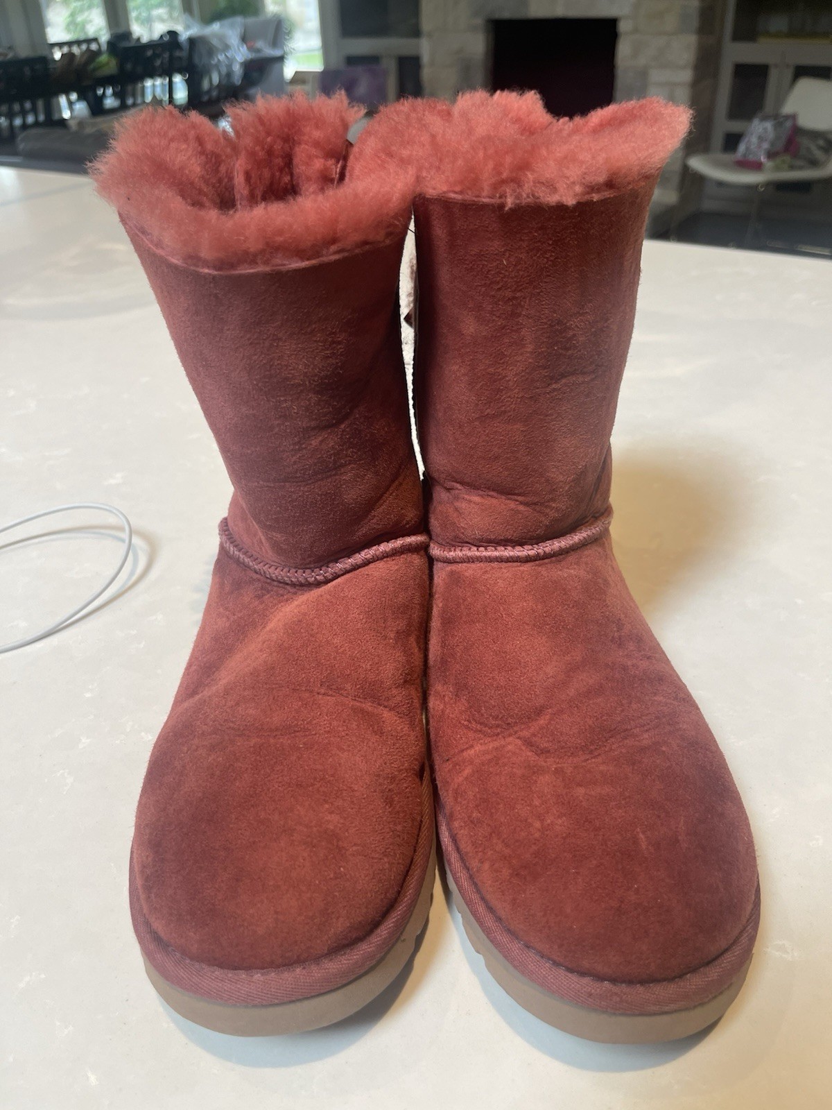 Women’s UGG Pink Furry Winter Boots Size 8