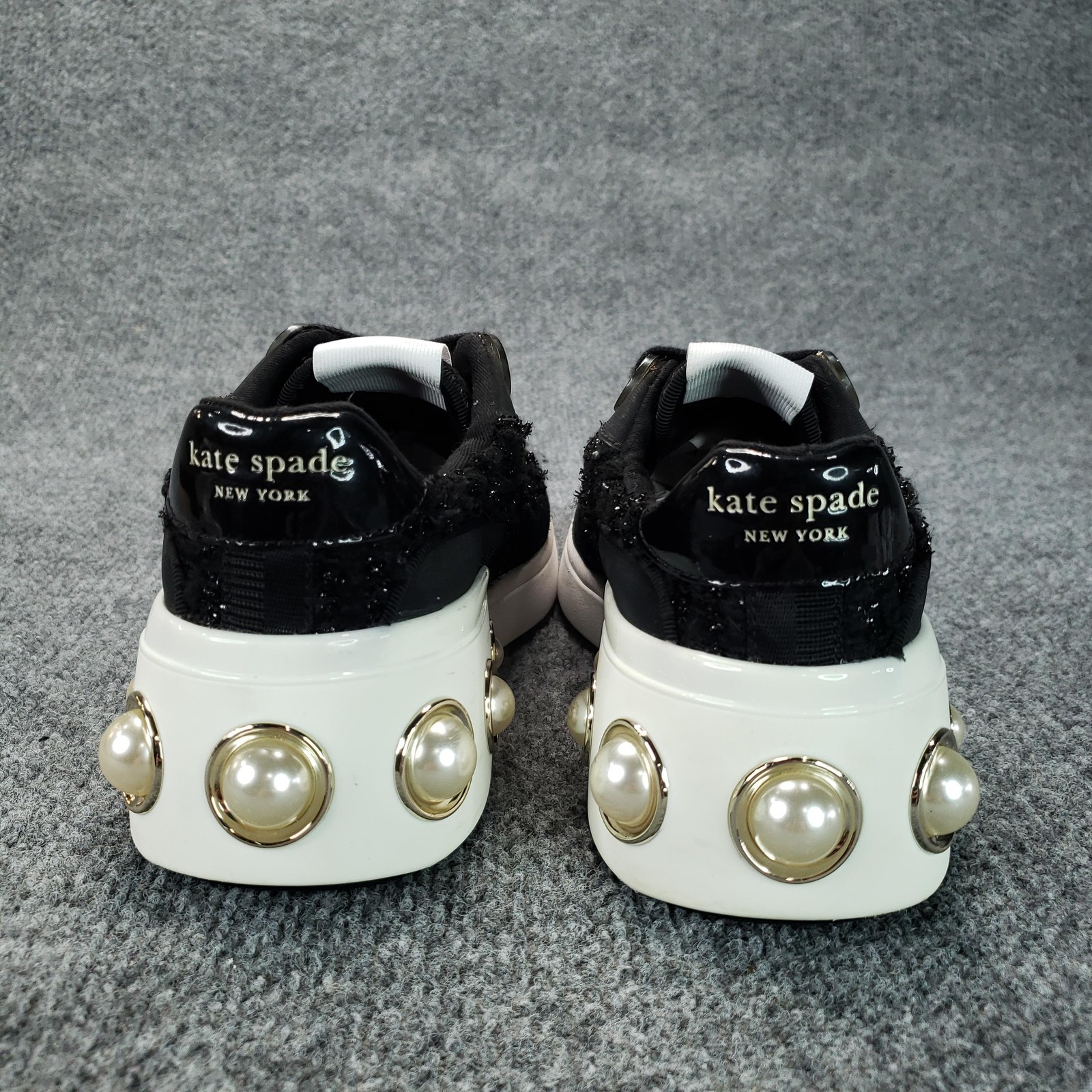 Kate Spade New York Cayman Shoes Womens Size 6 Black Sneaker Pearl Studded