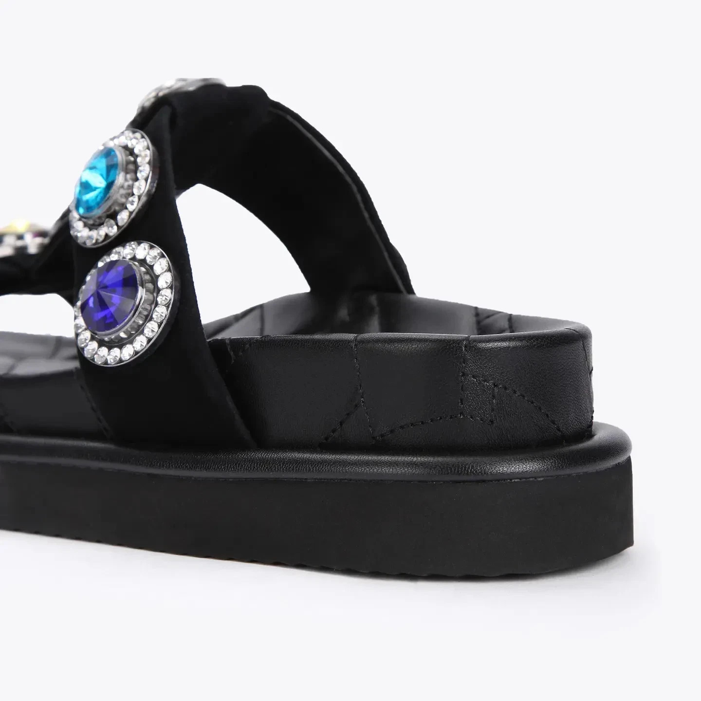 NEW $185 Kurt Geiger London Orson Crystal Sandal Slide Black EU 37 US 7