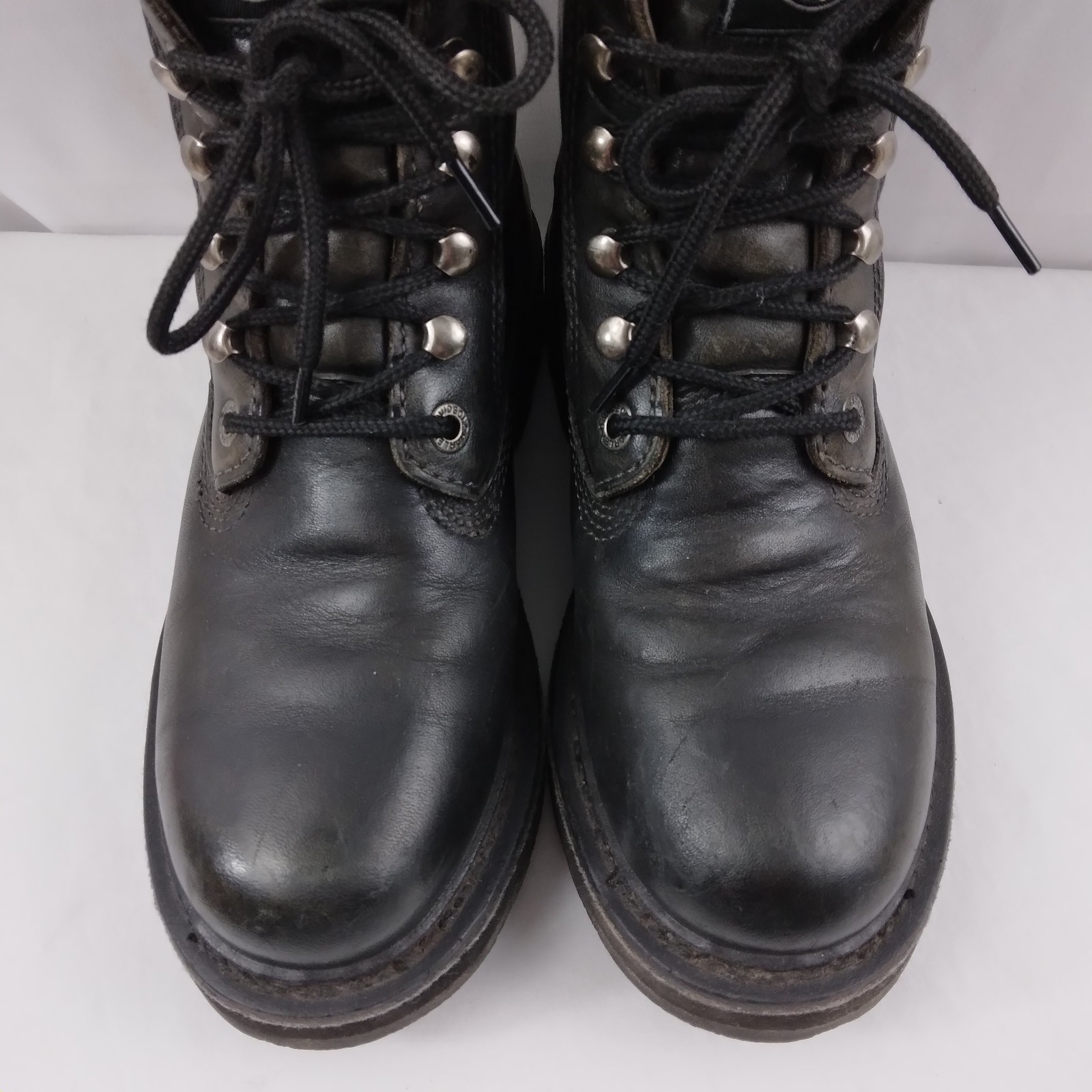 HARLEY-DAVIDSON Lace Up Chukka Boots Black Metal Emblem Grunge Rock Women’s 7.5