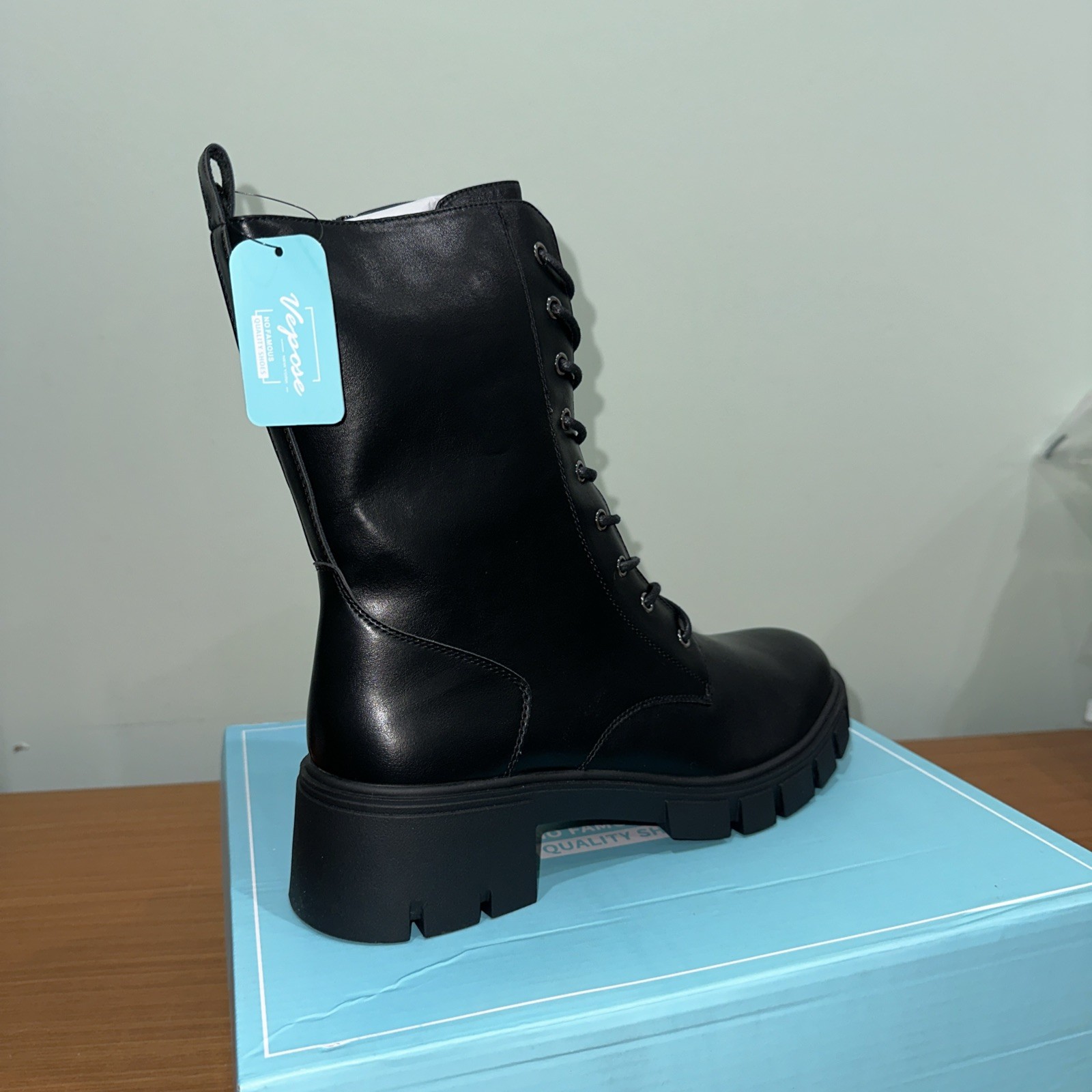 Vepose Women’s 11 Mid Calf Combat Boots Chunky Platform Boot New