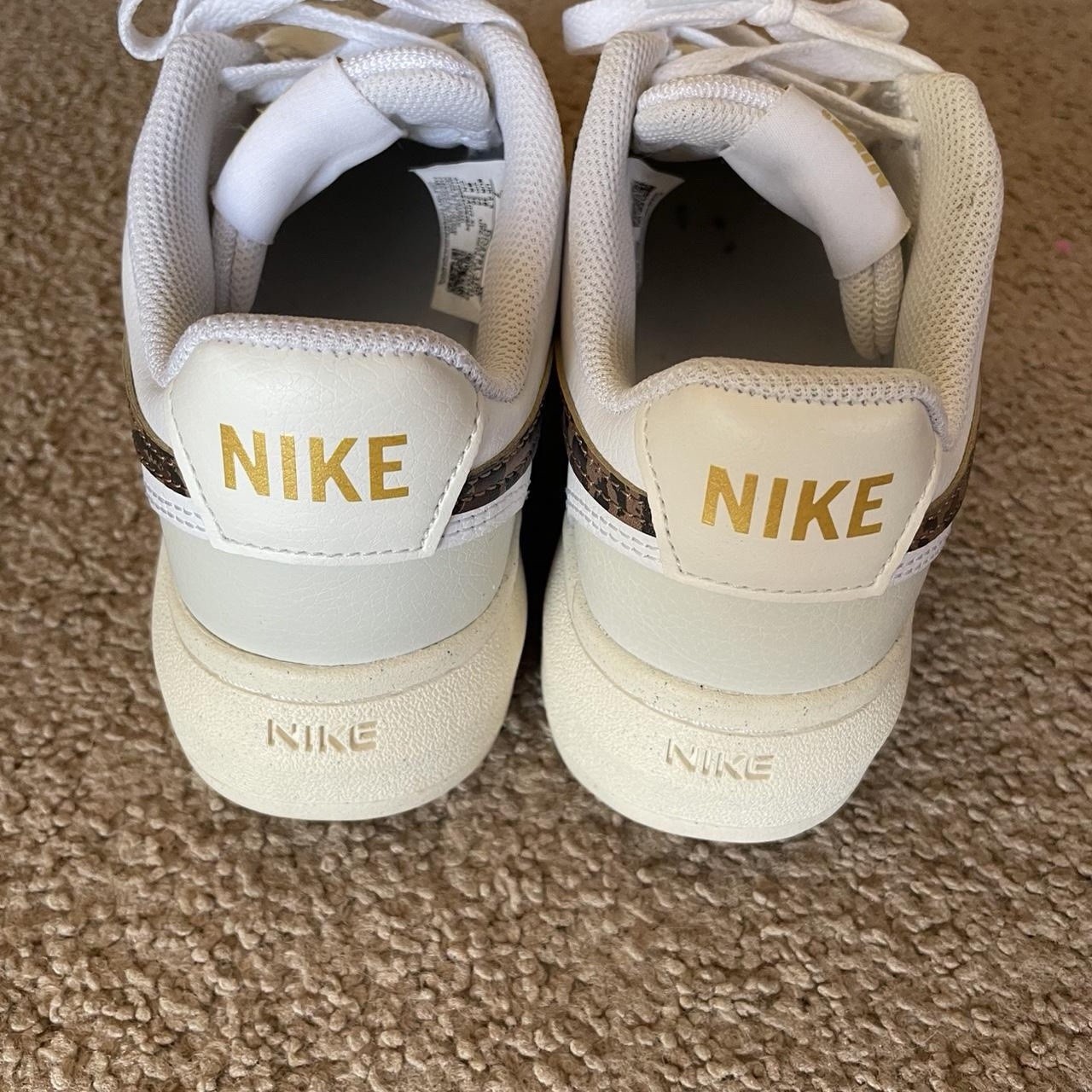 Nike Court Vision Alta Animal Print Sneakers White Gold Brown DO2791-100 Women’s