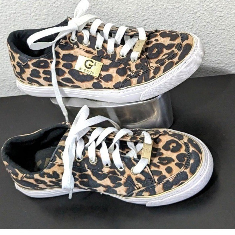 G by Guess Leopard Print Sneakers Womens 5.5M Casual Fashion Lace-Up Shoes