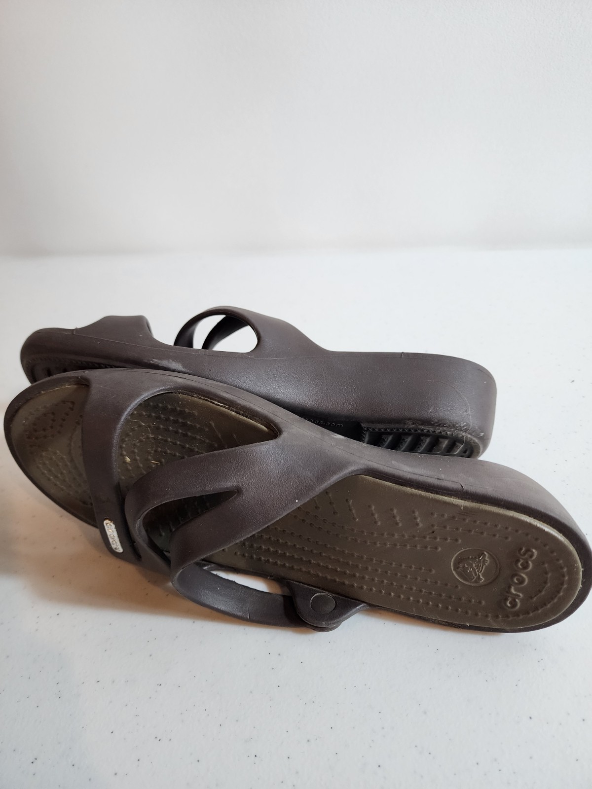 Crocs Patricia II Womens W8 Brown Espresso Croslite Wedge Slide Comfort Sandals
