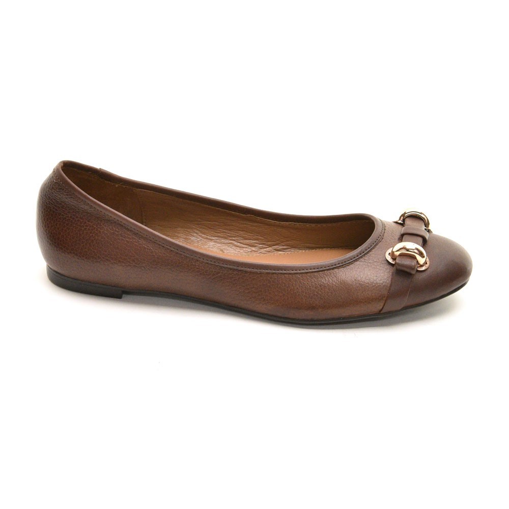 Ladies Elie Tahari Roni Ballerina Flats 39 / 8.5 Brown Pebbled Leather Shoes New
