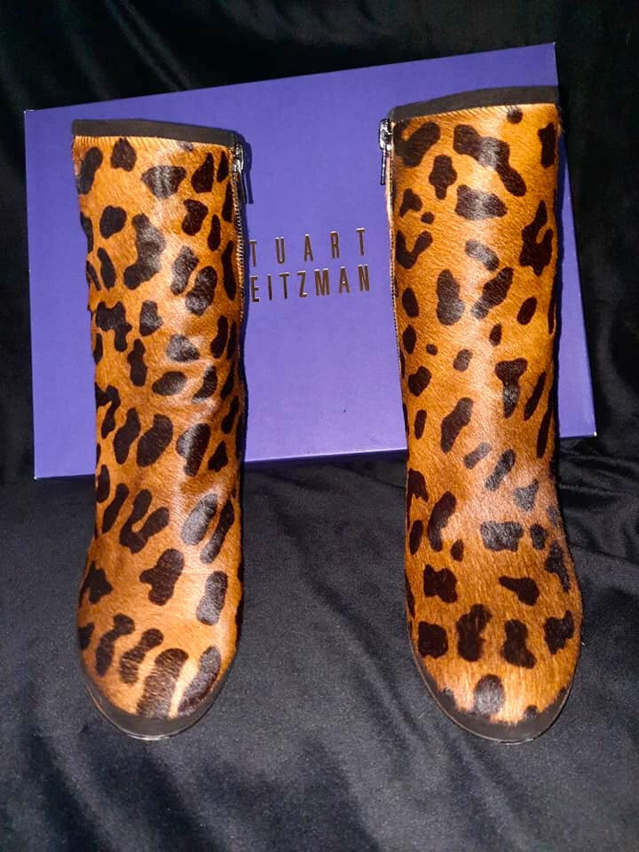 STUART WEITZMAN Wms Size 6M Neptune BOBCAT Calf Hair 3.75 Inch Heel Zip Booties