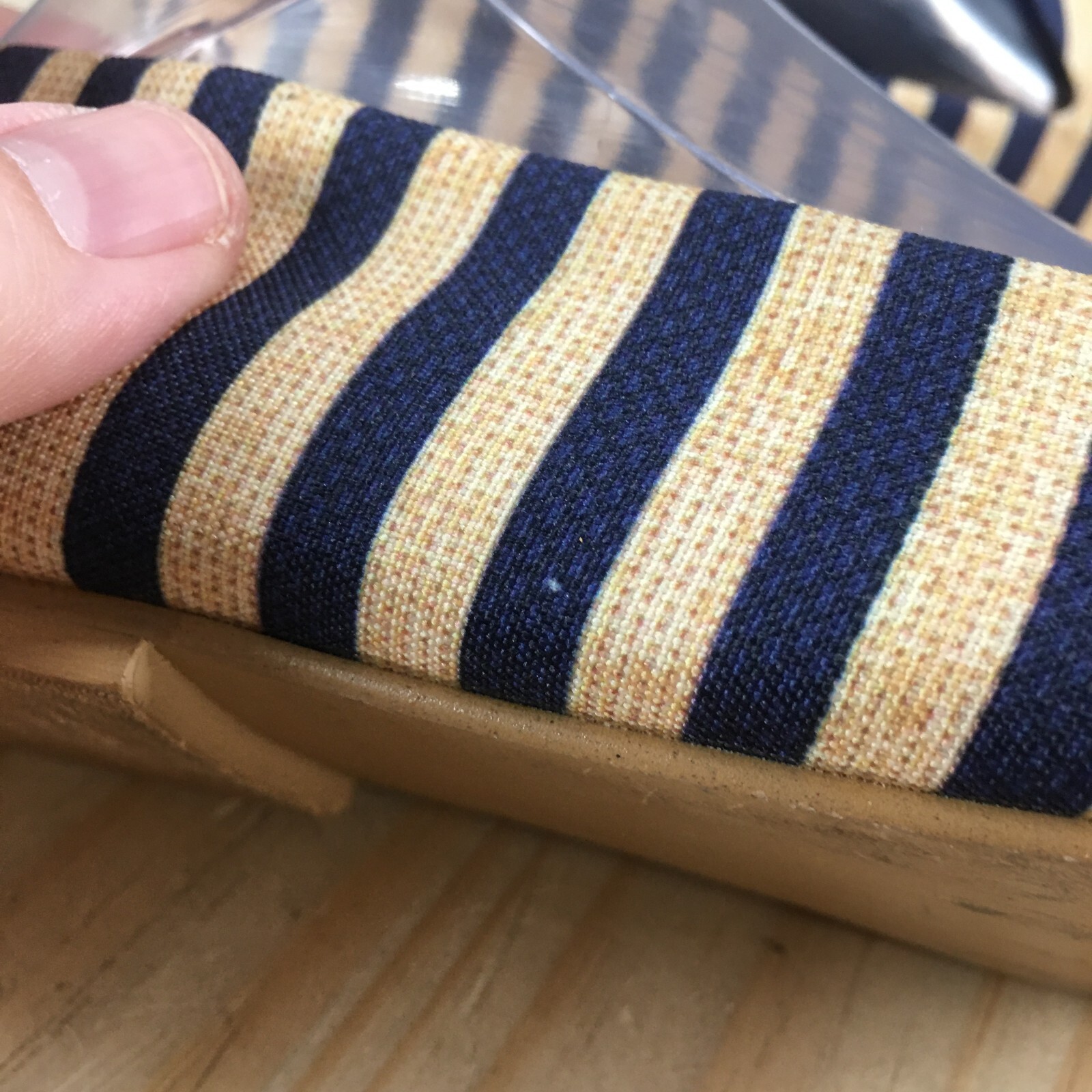 Loly In The Sky Shoes Womens 9 Ballet Flats Blue Yellow Striped Casual Slip On