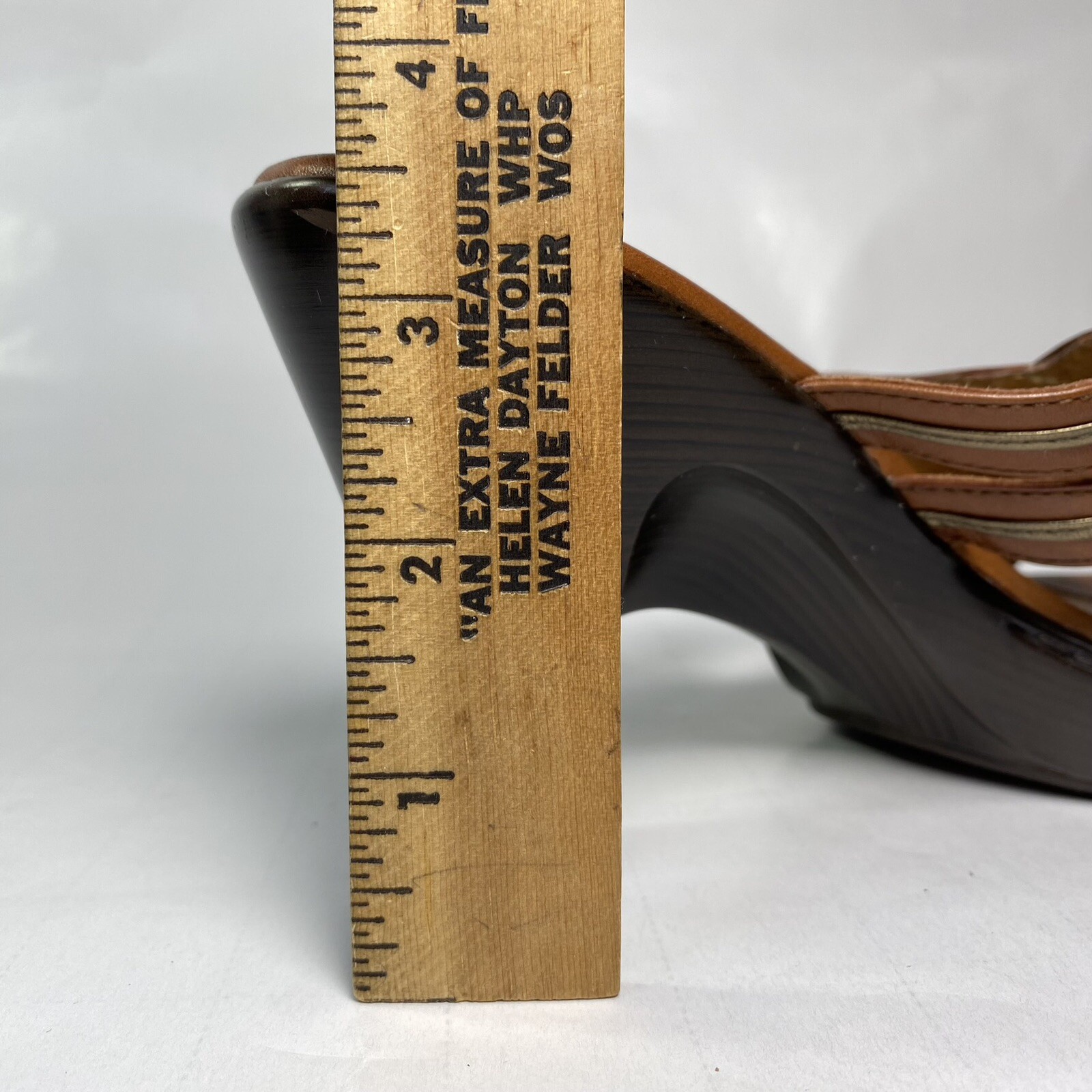 Sofft Leather Sandals Braided Slide Brown Heeled 3.5 in Heels Women’s Size 6