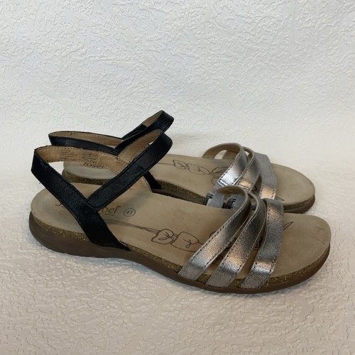 Josef Seibel Silver Strappy Walking Slip On Sandals Women 41/ US10 Indonesia