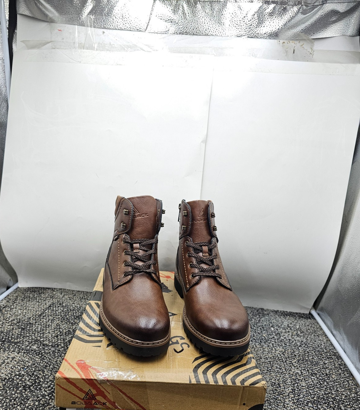 Bodaack Herman Brown Synthetic Leather Ankle Boots US 10 M 0337382048