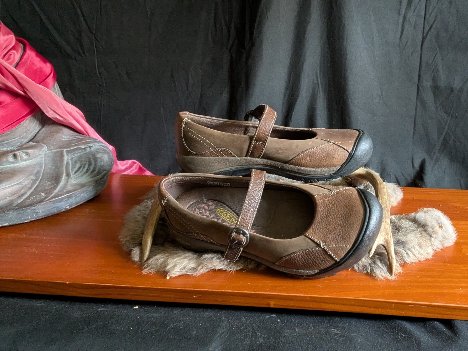 KEEN Sienna Womens 8.5 Brown Leather Mary Jane Comfort Shoes Rubber Toe Flats