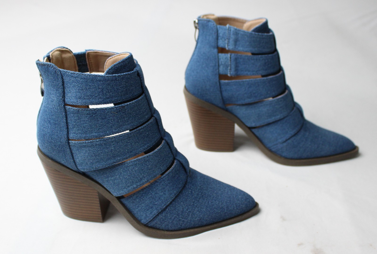 JustFab Women’s Mirabella Back Zip Booties JL3 Denim Size US:6.5 UK:4.5