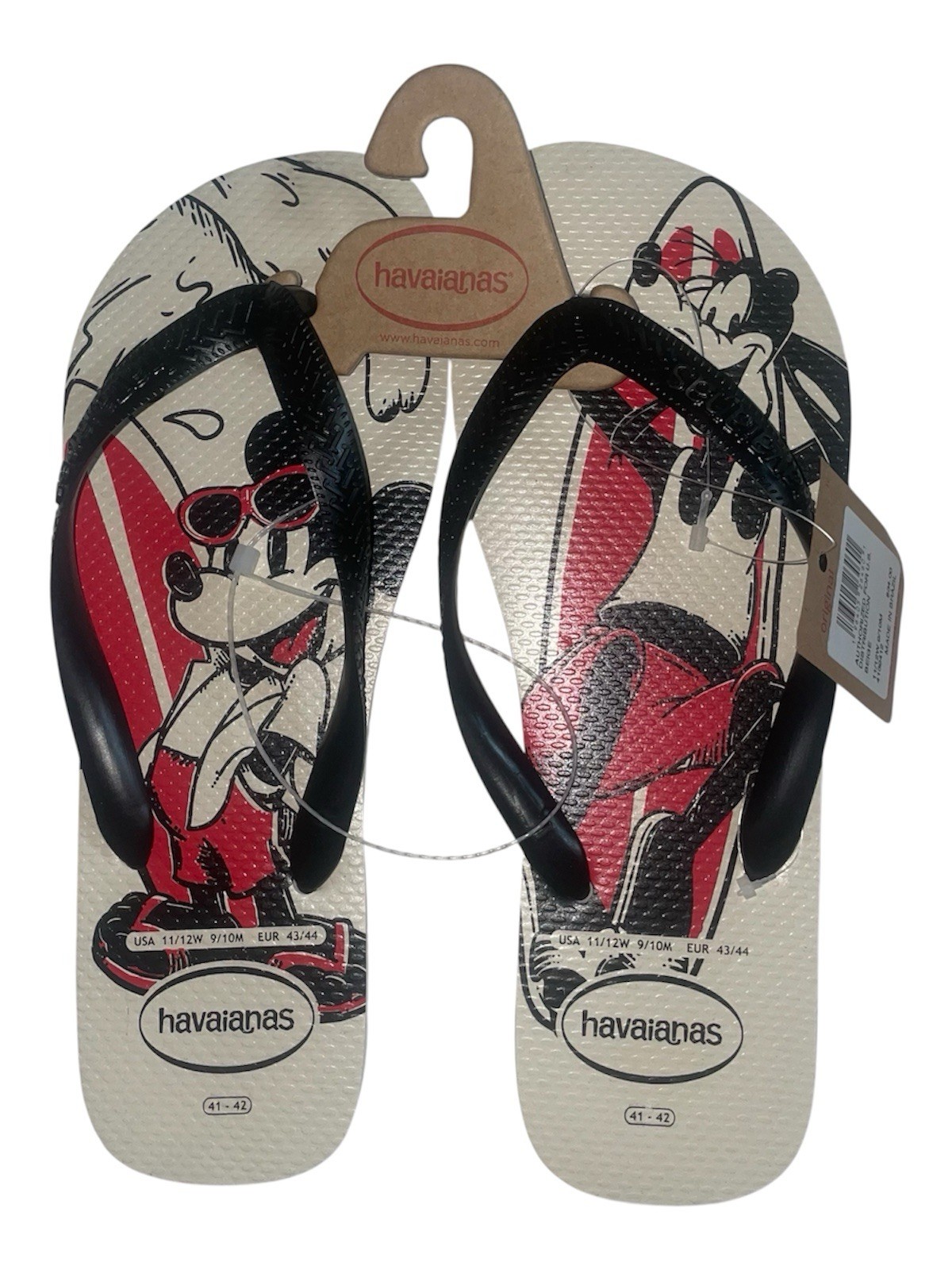 Havaianas Women’s Flip Flop Sandals Mickey & Goofy In Surfing Board sz 9/10 USA