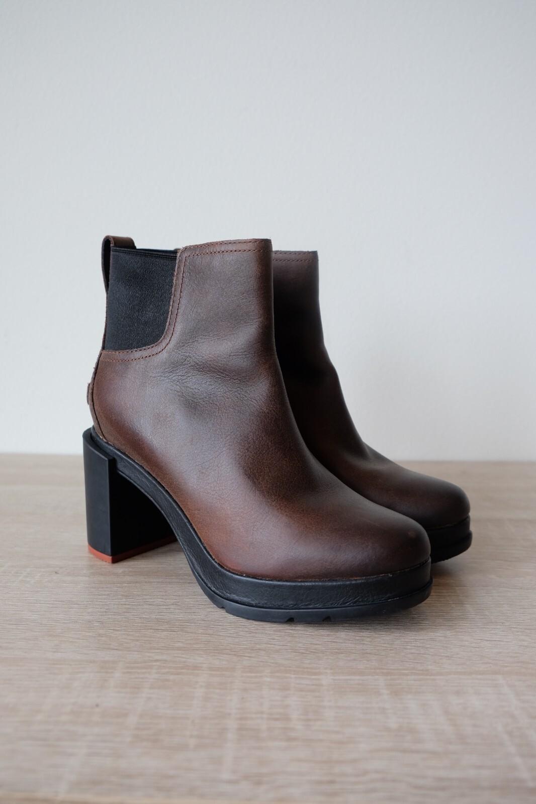 A+ Womens Sorel Blake Chelsea Boot Burro Brown 7 Waterproof High Block Heel