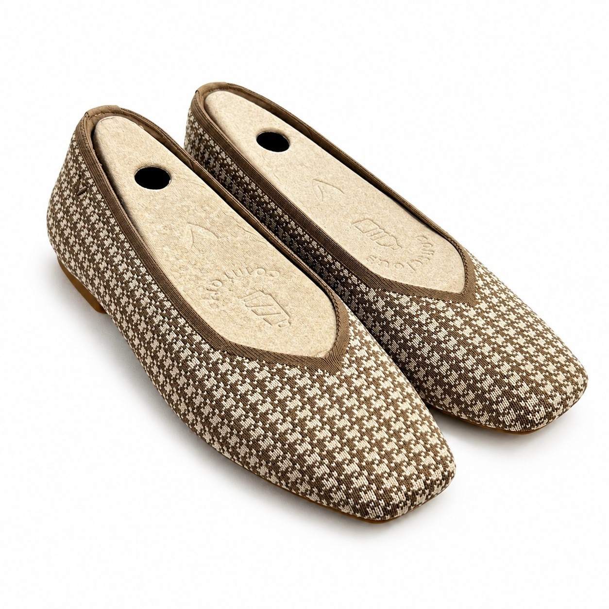 VIVAIA Margot Espresso Houndstooth Knit Square Toe Ballet Flats US 11