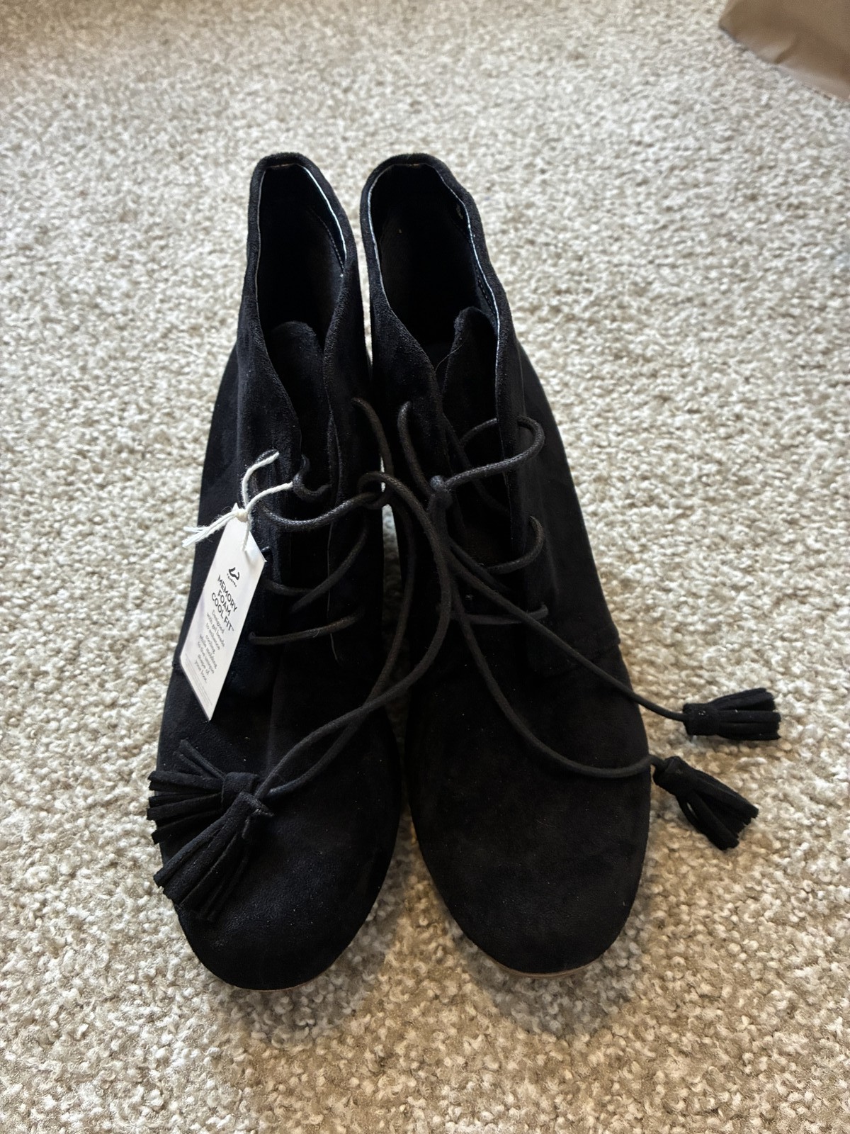 Dr. Scholl’s Dakota Black Suede Wedge Lace-Up Boots Women’s Size 10M NEW