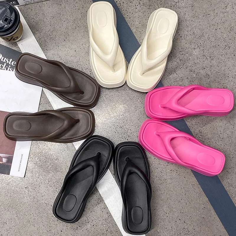 Summer Women Flip Flops Casual Solid Color Comfortable Non-slip Lightweight Indo