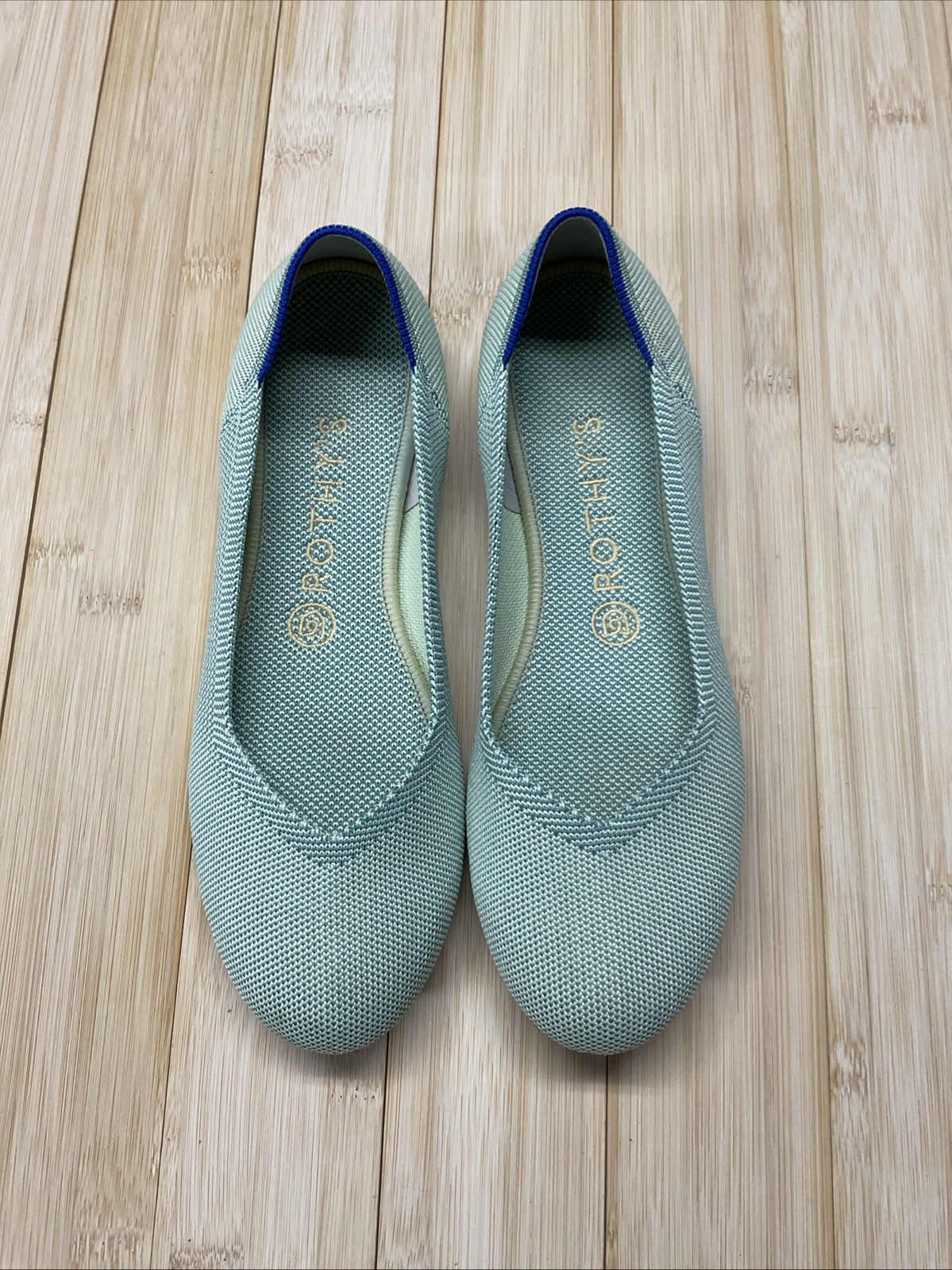 Rothy’s Women’s Size 8 Knit Slip-On Flats Green/Blue Lightweight Logo N w/o Box