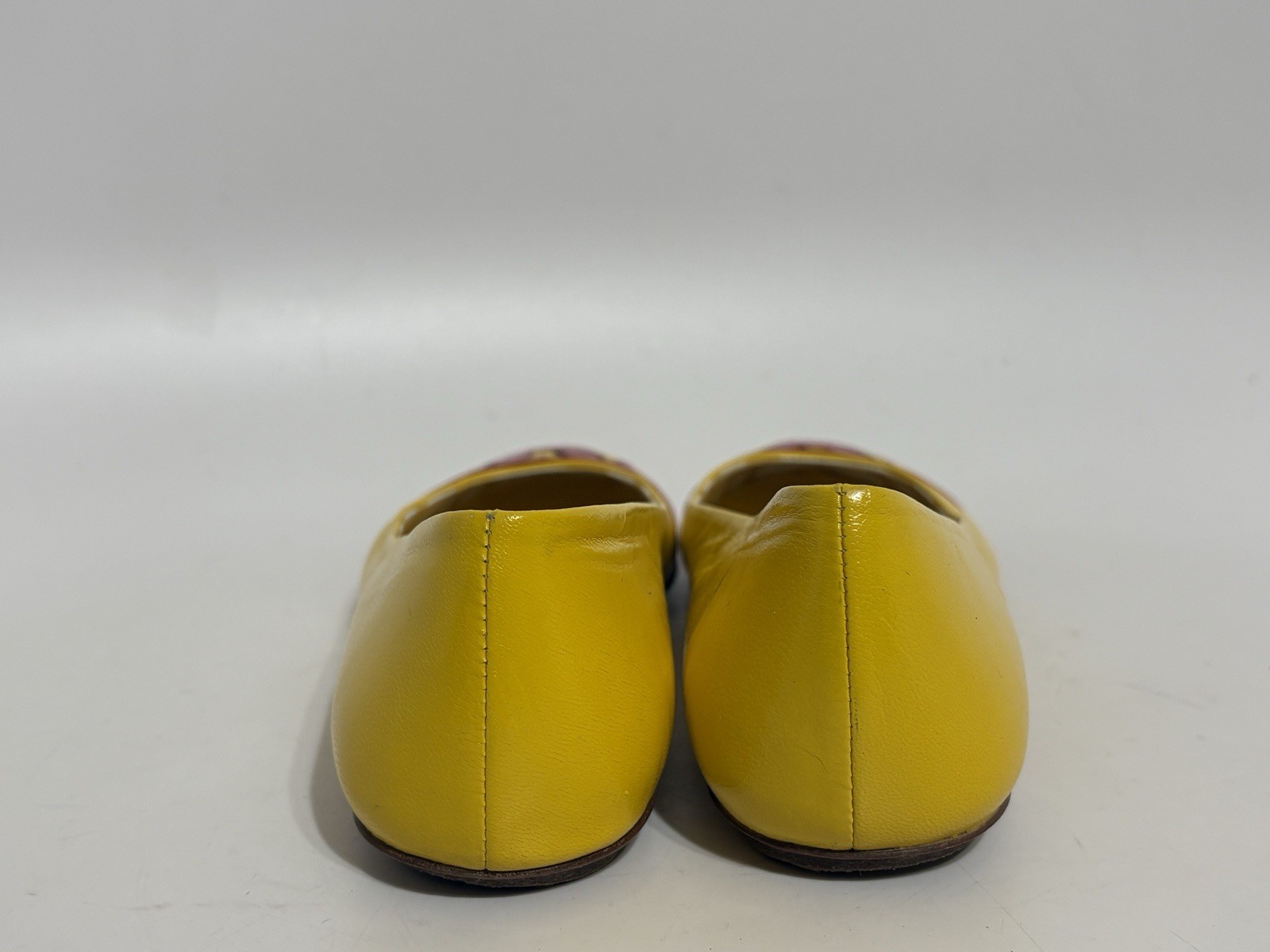 Vtg Moschino AW2014 Yellow M Logo Ballet Flats 35.5