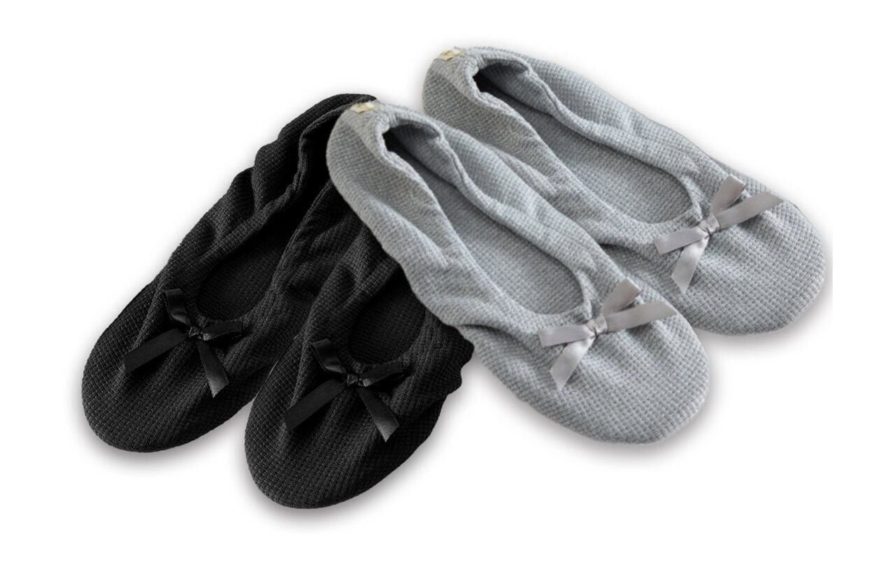 Very Peri Women’s Flat Slip On Terry Classic Cotton & Velour Ballerina Slippers