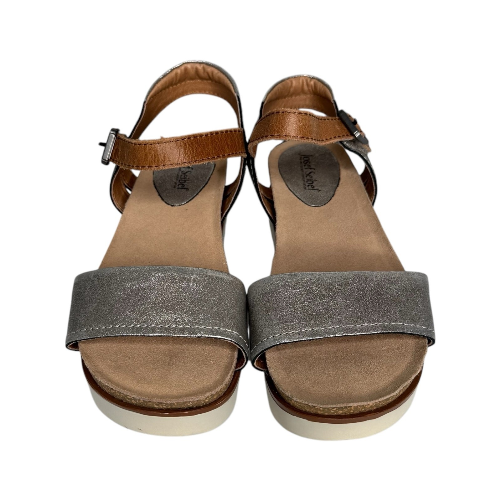 Josef Seibel Clea Platform Sandals – Metallic Silver – Size 36 (US 6.5)
