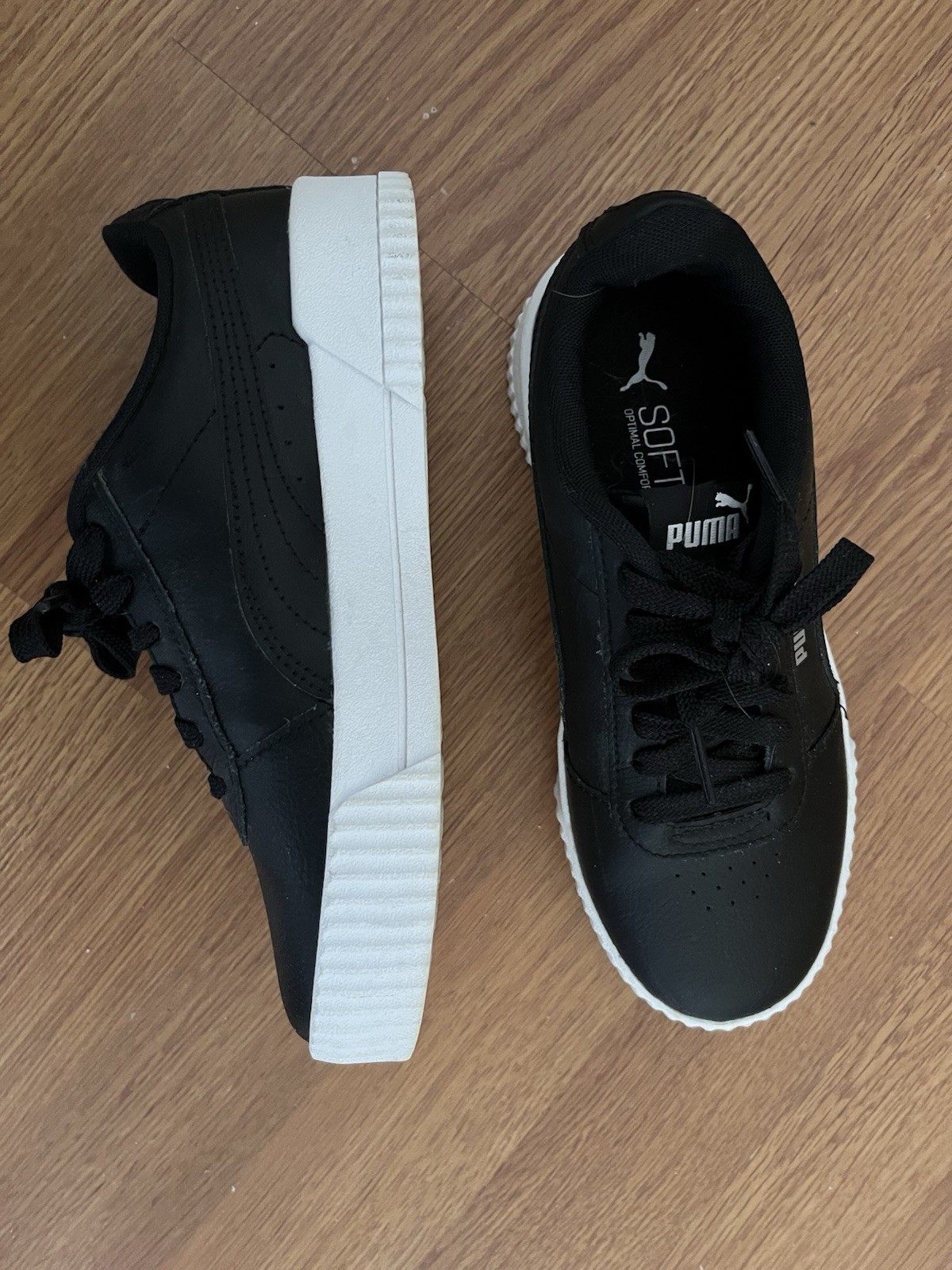 PUMA Women’s Black/White Low Top Lace-Up SoftFoam+ Sneakers 370325-01
