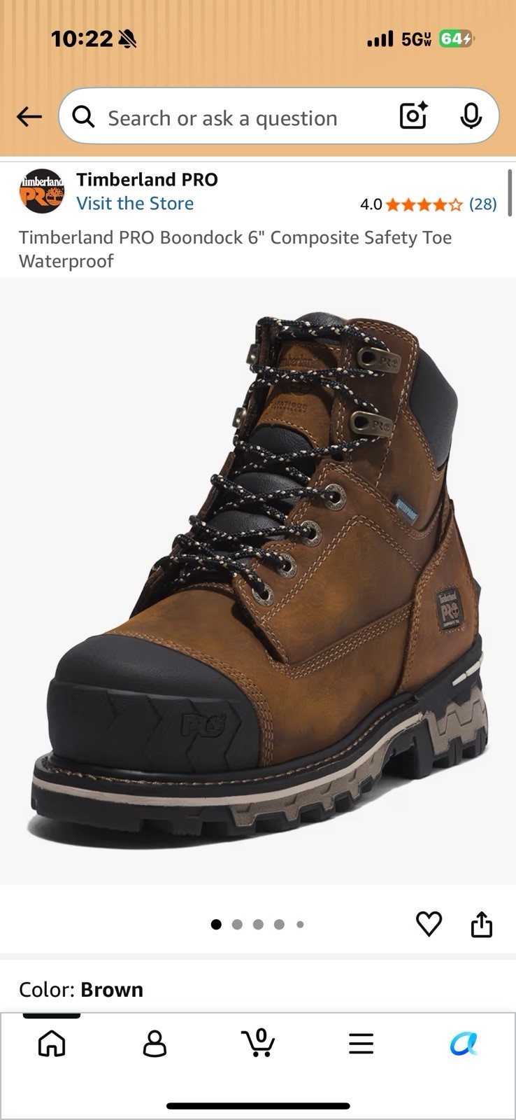 Timberland Pro Womens Size 6 Boondock 6″ Composite Toe Waterproof Work Boots