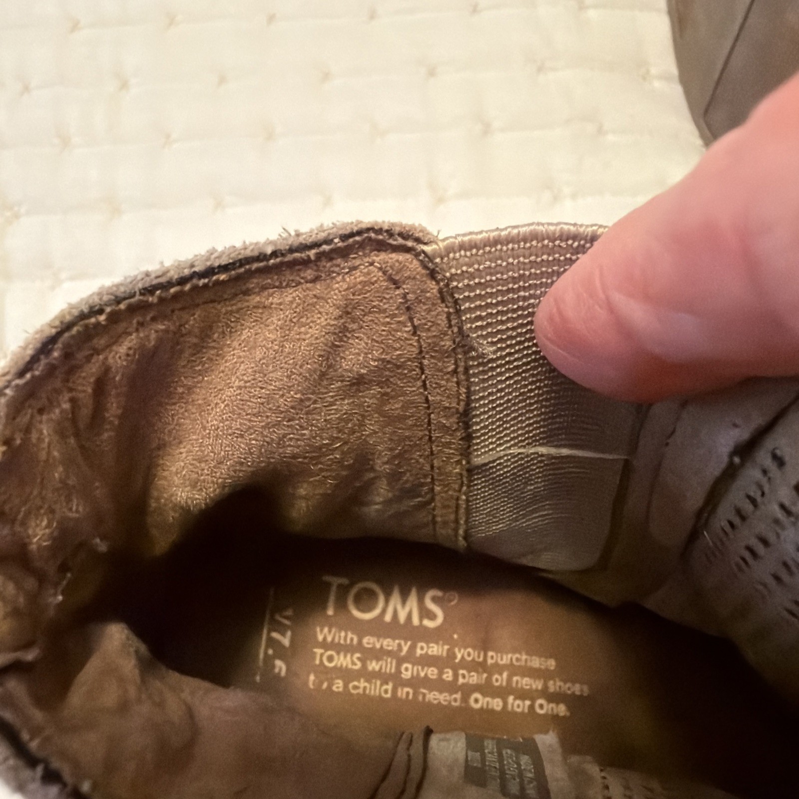 TOMS Majorca Peep Toe Suede Stucco Tan Perforated Ankle Boots Women’s 7.5