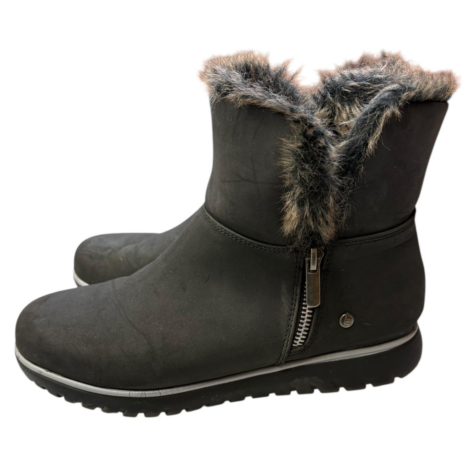 London Fog Women’s Whiteout Faux Fur Short Ankle Side Zip Winter Cozy Boots 8