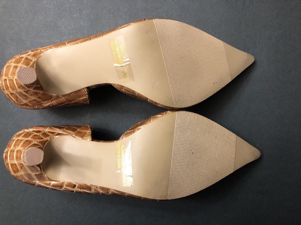 MAURICES Solid Brown Animal Print Pointy Toe Dress Heels Sz 71/2- 3 inch heels