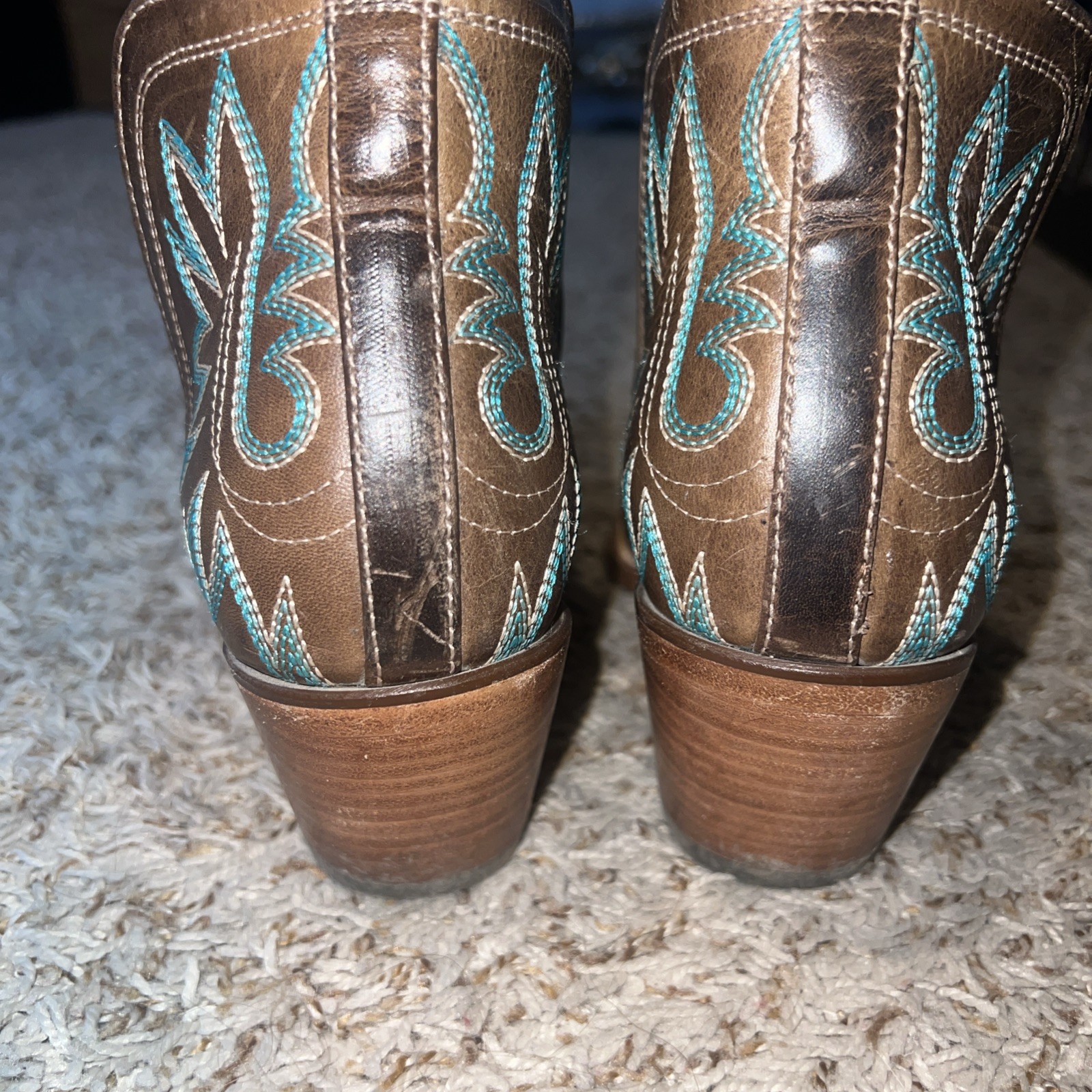 Women’s Ariat Dixon Brooklyn Cowgirl Booties Boots Brown Leather Snip Toe 8.5