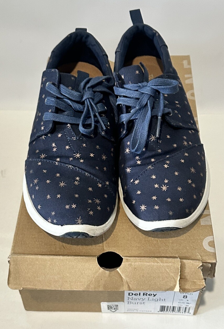 Toms Del Rey Navy Blue With Stars Sneakers Women’s Size 8 Outer space Comfy