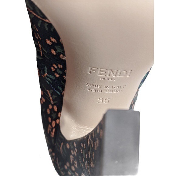 Fendi Boots 36 US 5.5 FFreedom Blue Floral Jacquard Square Toe Ankle NEW