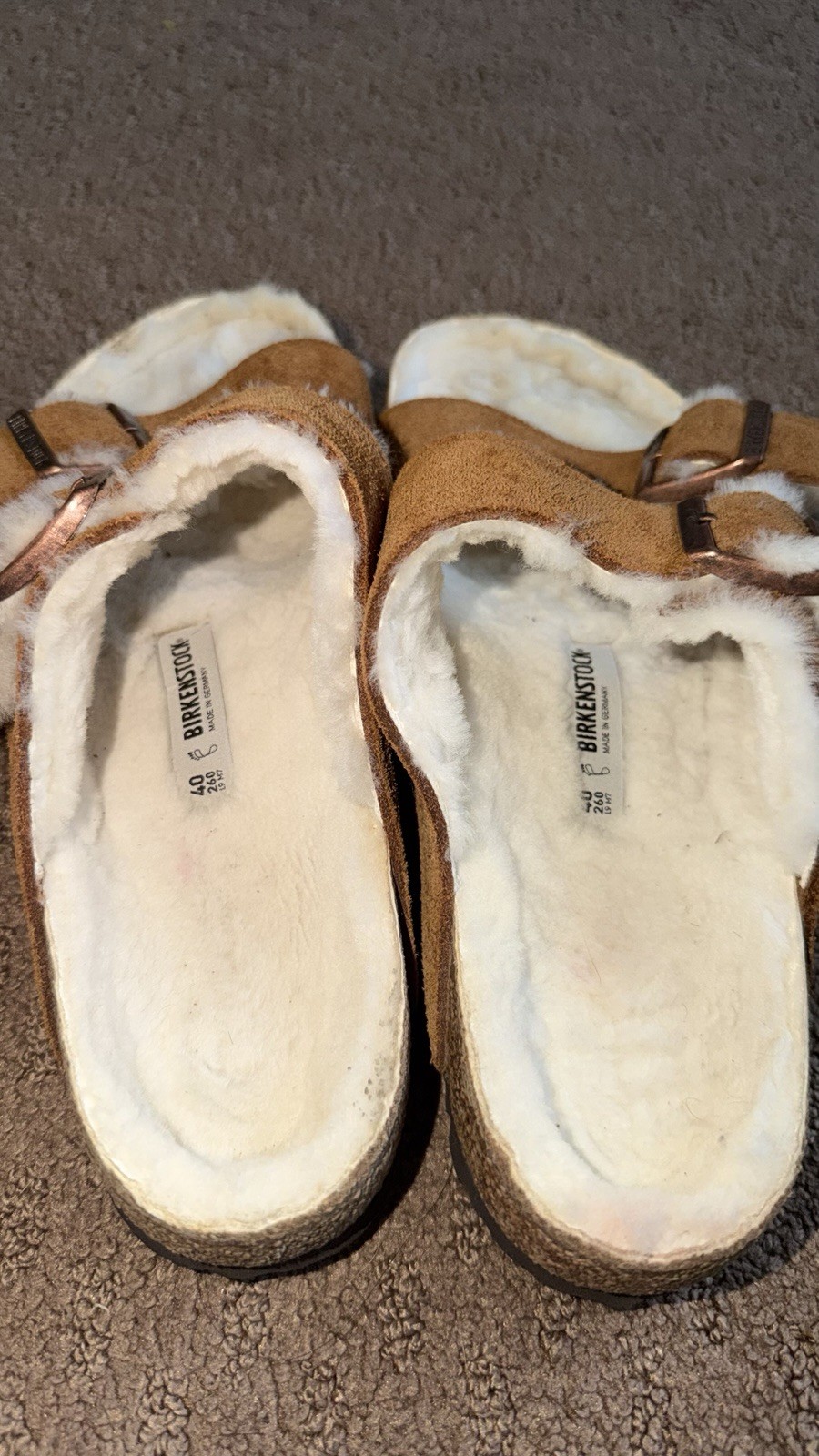 Birkenstock Arizona Shearling Suede Sandals Mink Brown Women’s EU 40 US 9 N