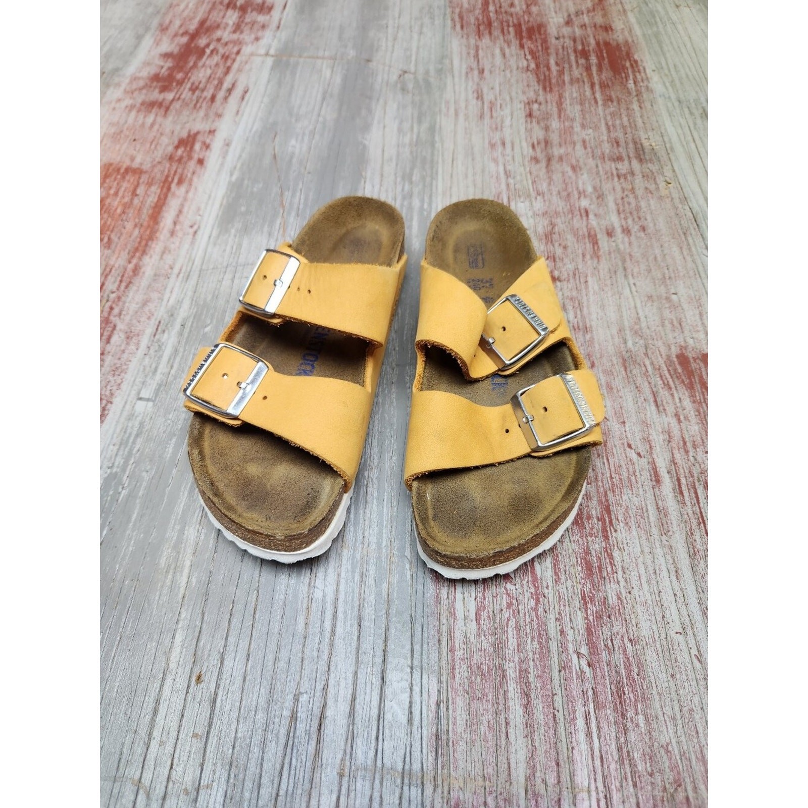 Birkenstock Arizona Soft Footbed sandals in apricot Orange Sherbet Color