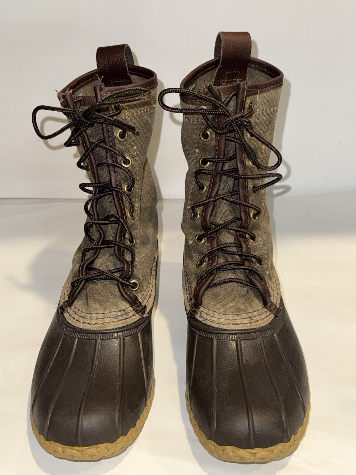 LL Bean Waxed Canvas Duck Boots Women’s 8 Maine Hunting USA Lace Up Waterproof